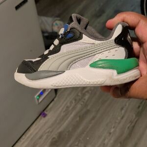 Puma Kids' Black, Gray, and Green Sneakers